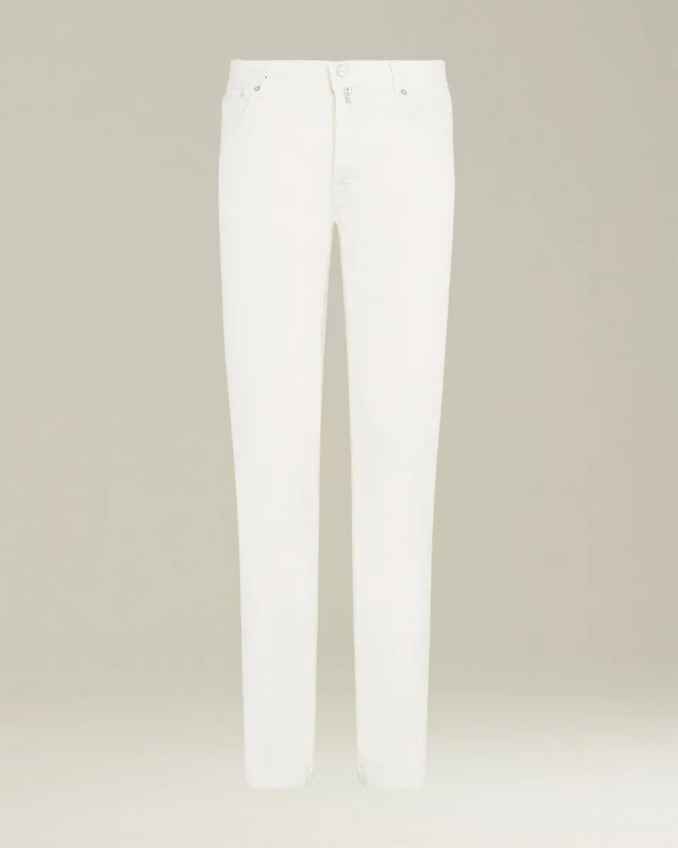 Kiton Trousers Jeans creme Leinen Slim Five-Pocket