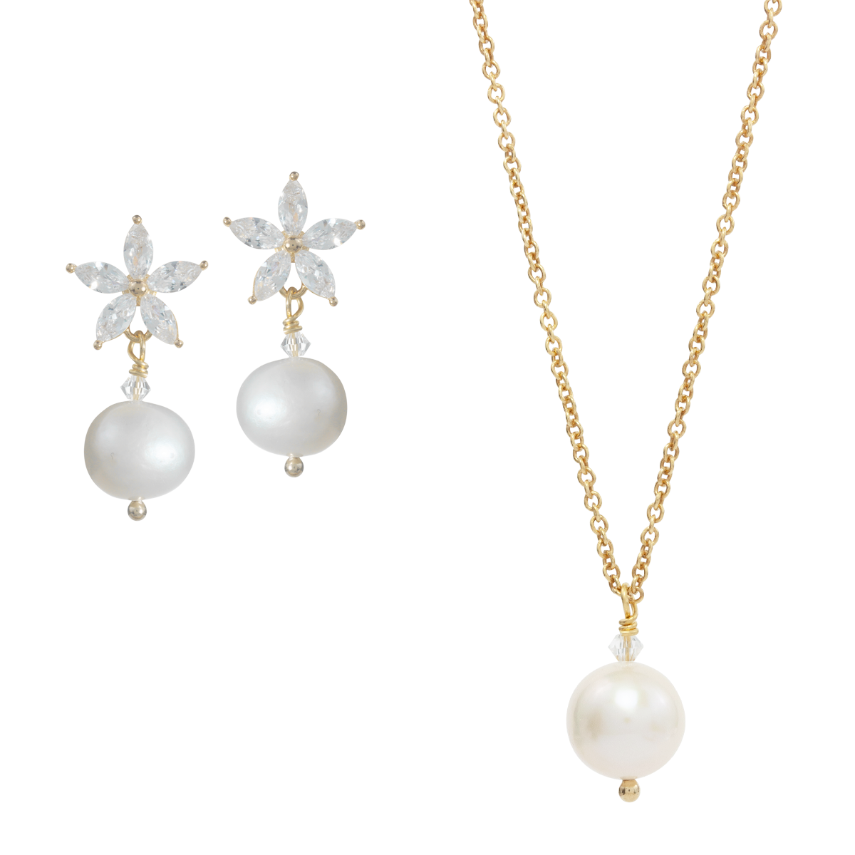 Juvelan Blooming Beauty Brautschmuck Set Perlen Silber