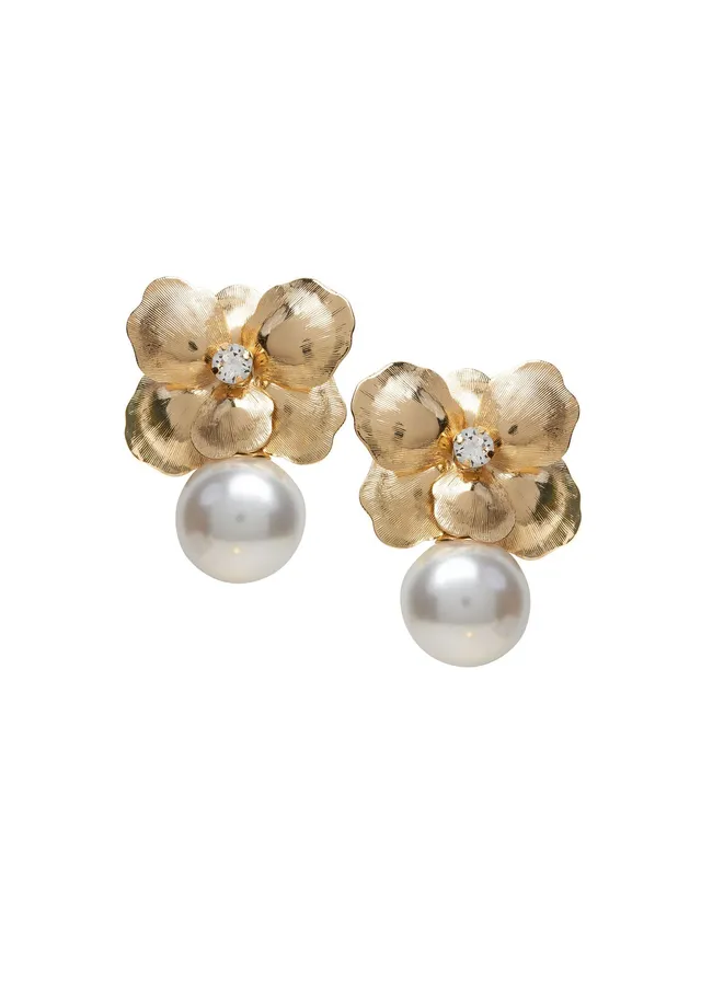 Elizabeth Bower Orchid Duet Ohrstecker Gold Perle 23mm