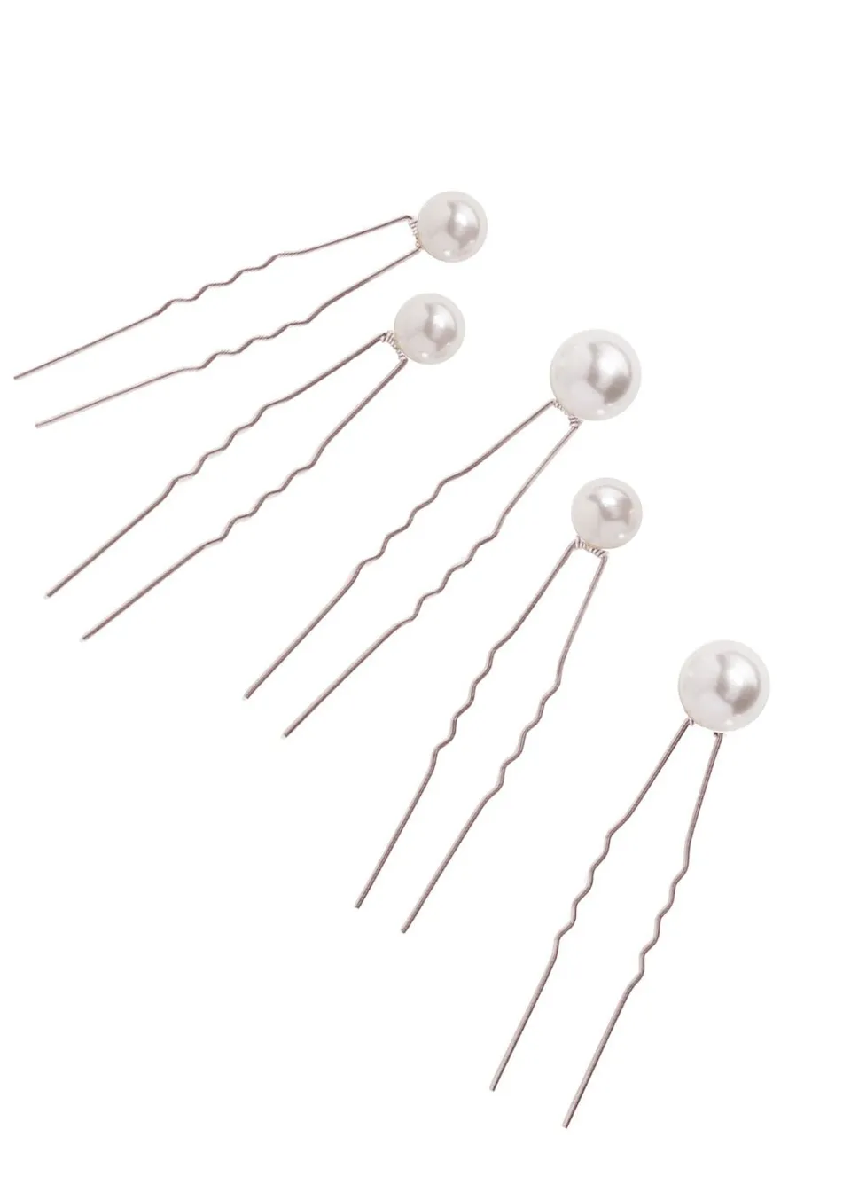 Elizabeth Bower Bubble Mini Pearl Haarnadeln Rhodium 5er Set