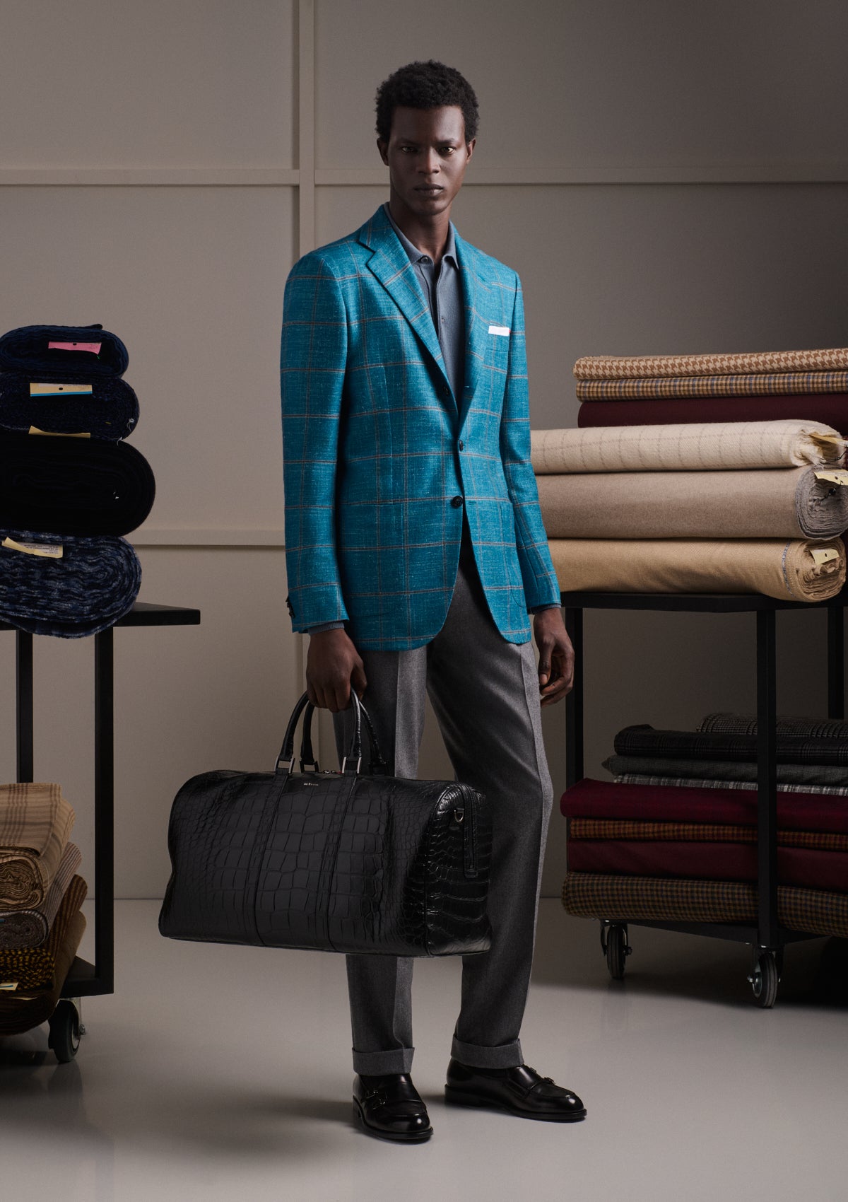 Kiton Wool Trousers Anzughose grau mit Falten