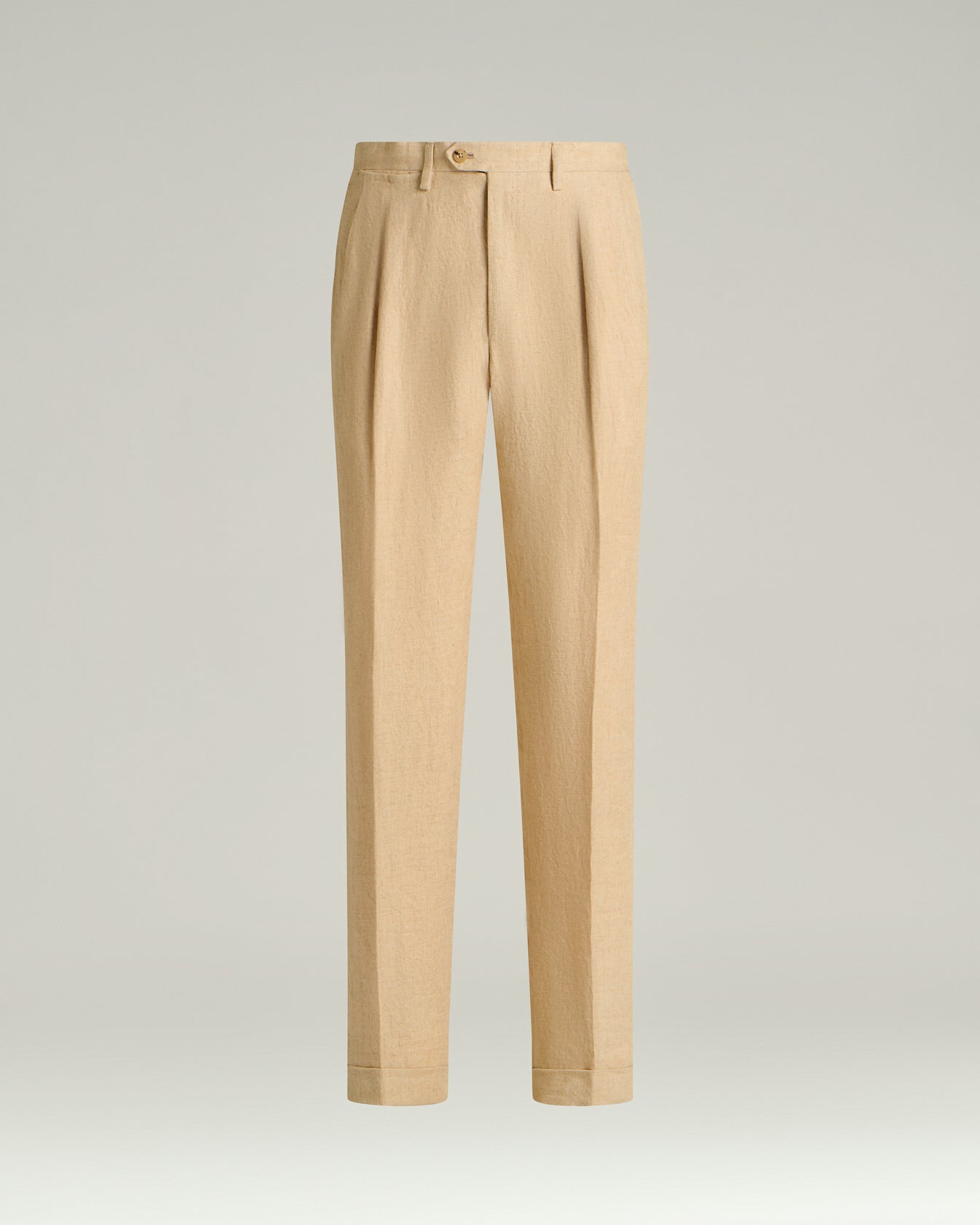 Kiton Leinenhose mit Bügelfalte Beige Herren Leinen
