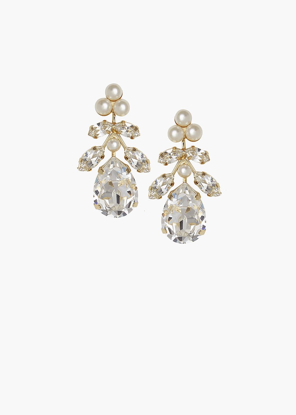 Elizabeth Bower Flora Crystal Drop Ohrringe Rhodium Clear Perle