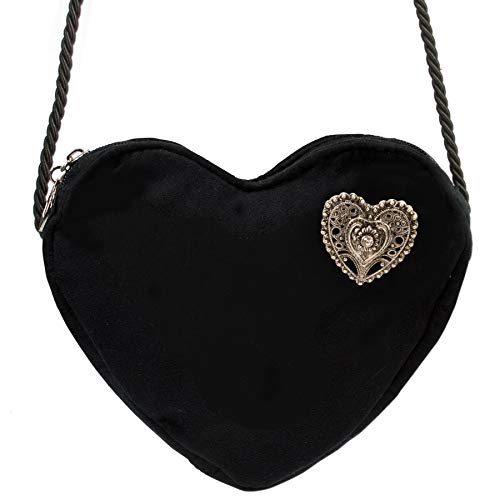 Alpenflüstern Herztasche Dirndltasche Herz Schwarz 19 cm