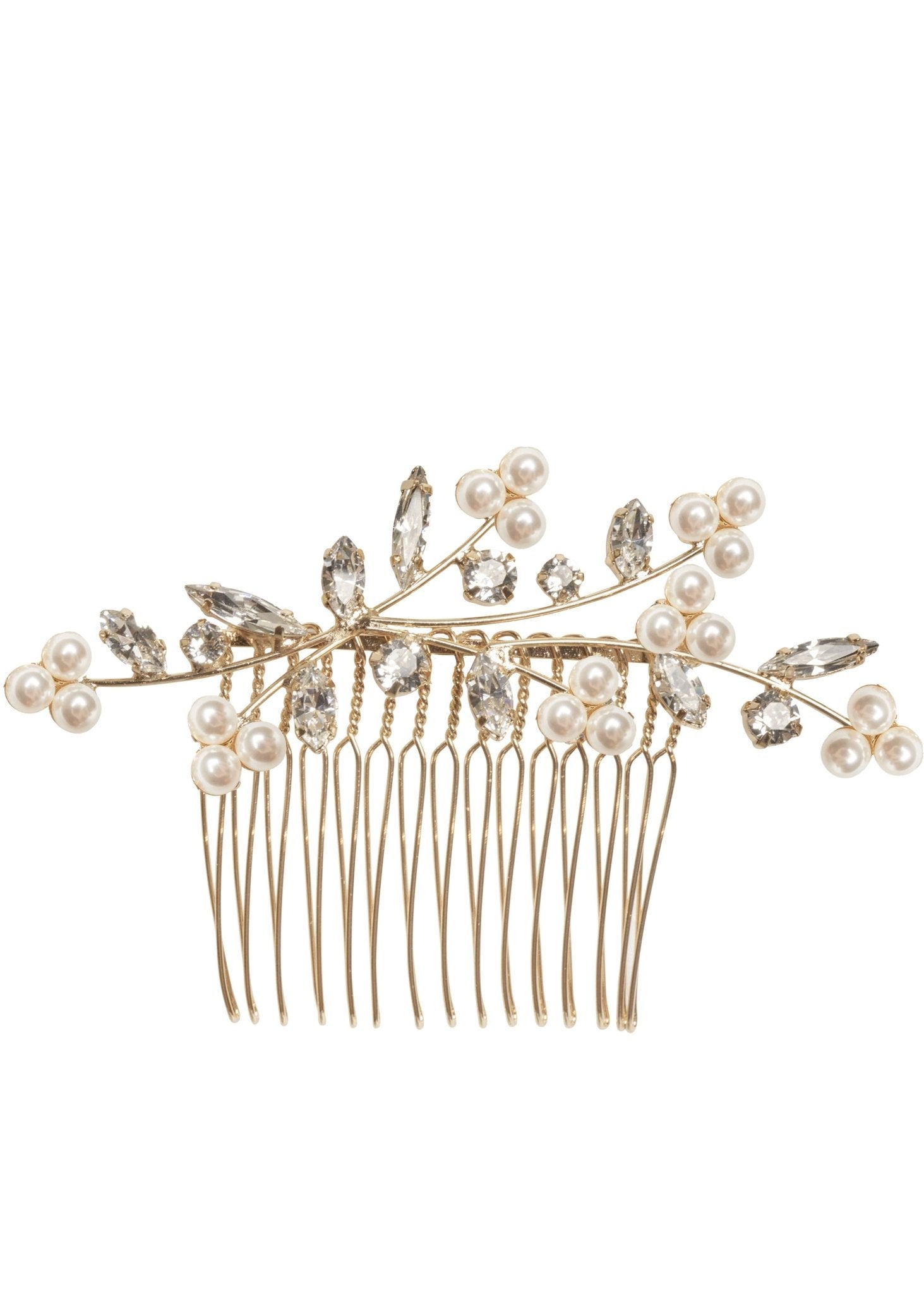 Elizabeth Bower Bud Pearl Bridal Comb Haarkamm Rhodium Perlen