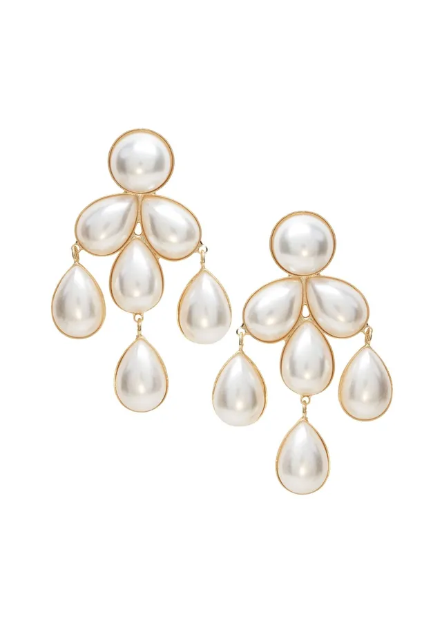 Elizabeth Bower Audrey Statement Ohrringe Perlen Rhodium