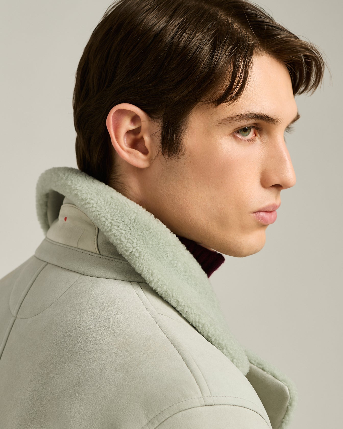 Kiton Outerwear Overcoat Zweireiher Lammfell Hellgrau 46-58