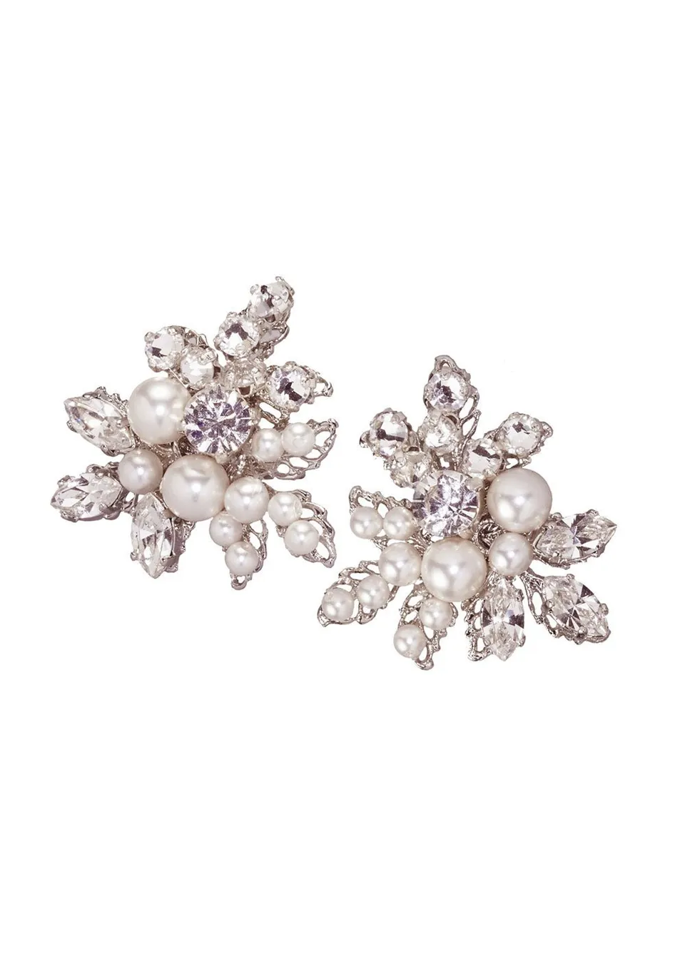Elizabeth Bower Corsage Perlen Ohrstecker Rhodium