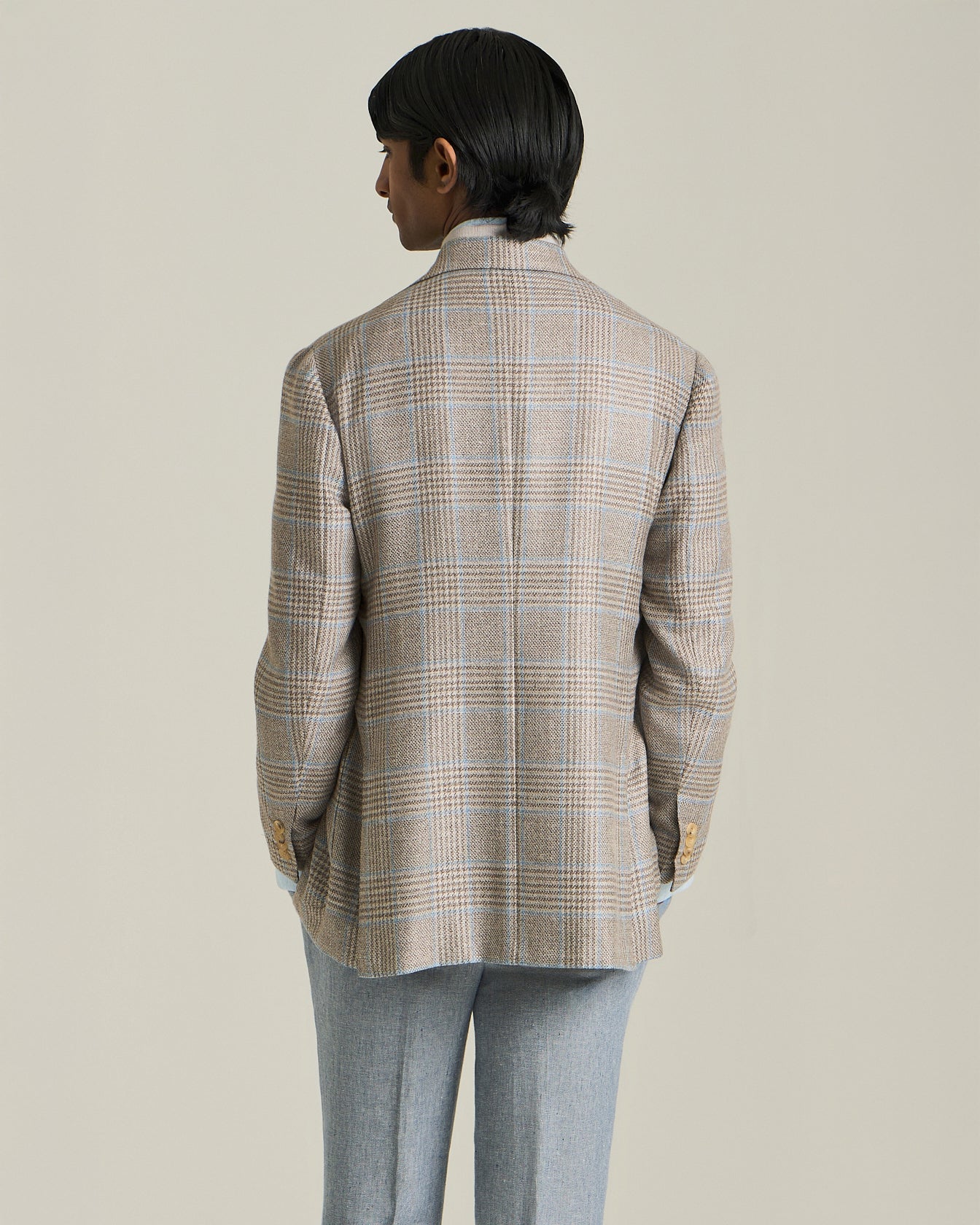 Kiton Glen Plaid Blazer Sakko Wolle Kaschmir Seide