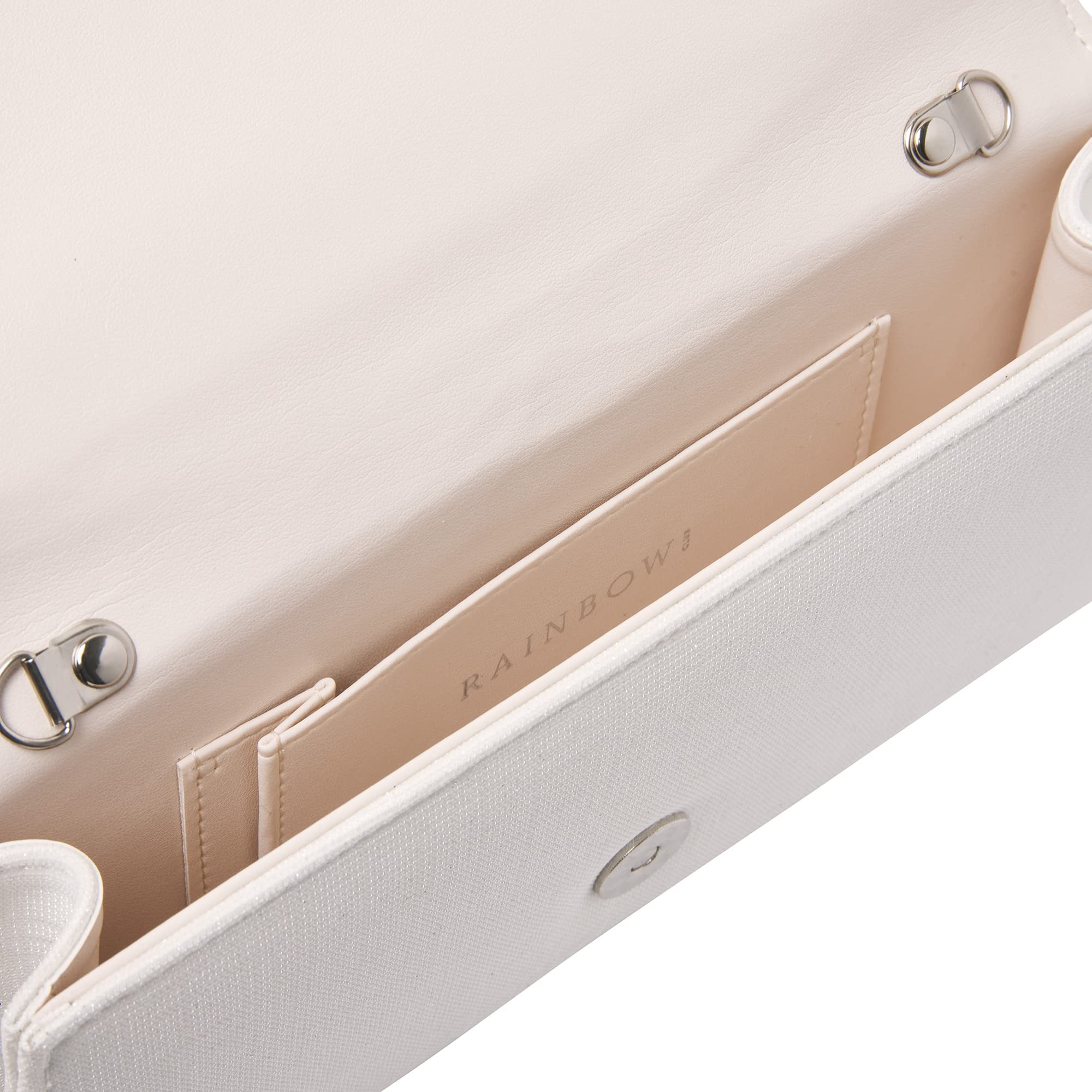Rainbow Club Saskia Braut Clutch Off-White Metallic Kette