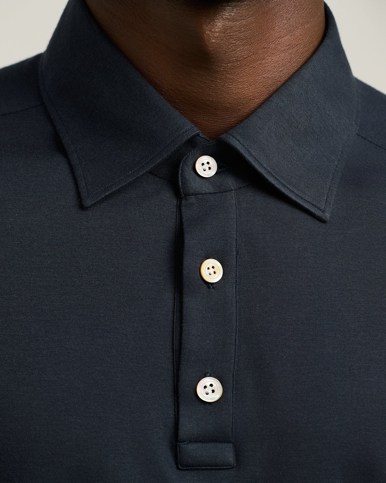 Kiton Positano Langarm-Polo Baumwolle navy