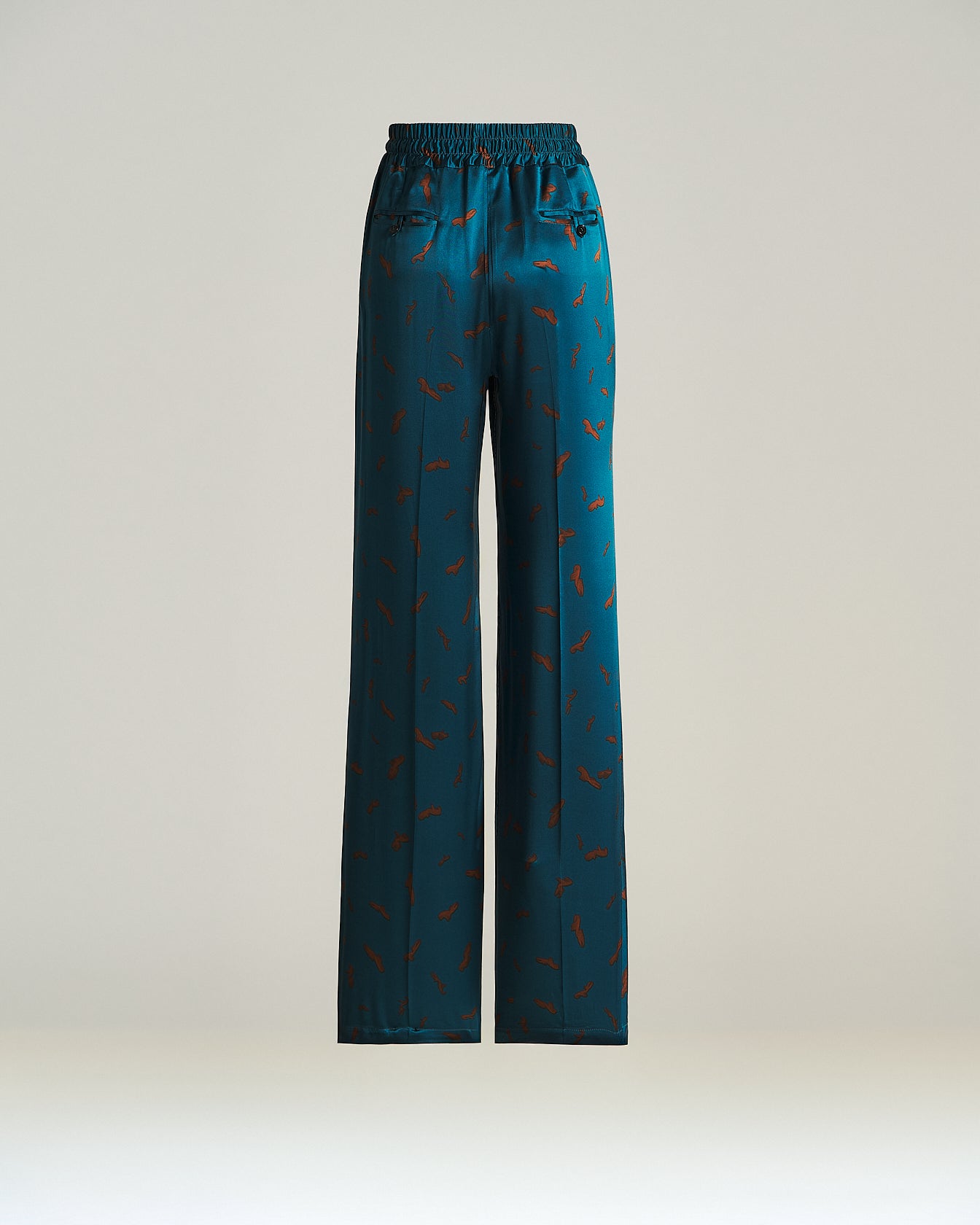 Kiton Octanium Rust Seidenhose Wide Leg Gr. 40 Print