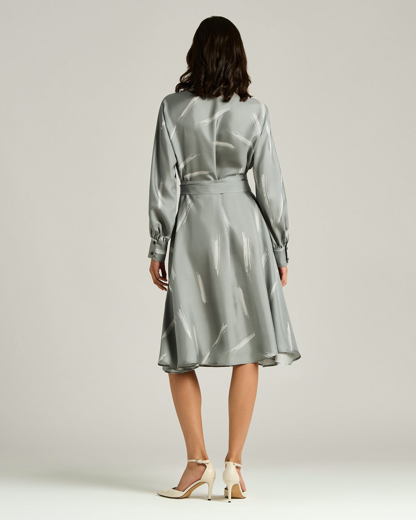 Kiton Dresses Grey Silk Satin Kleid Seide Grau