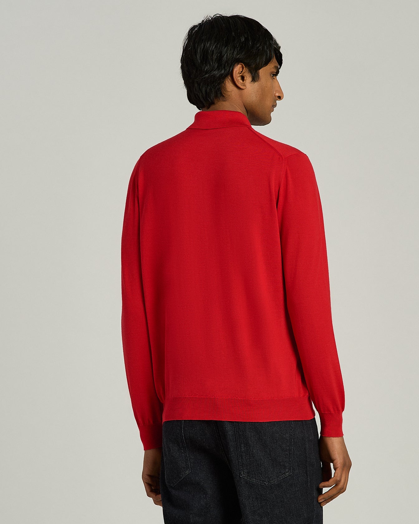 Kiton Polo Cashmere Langarm-Polo Rot Gr. M