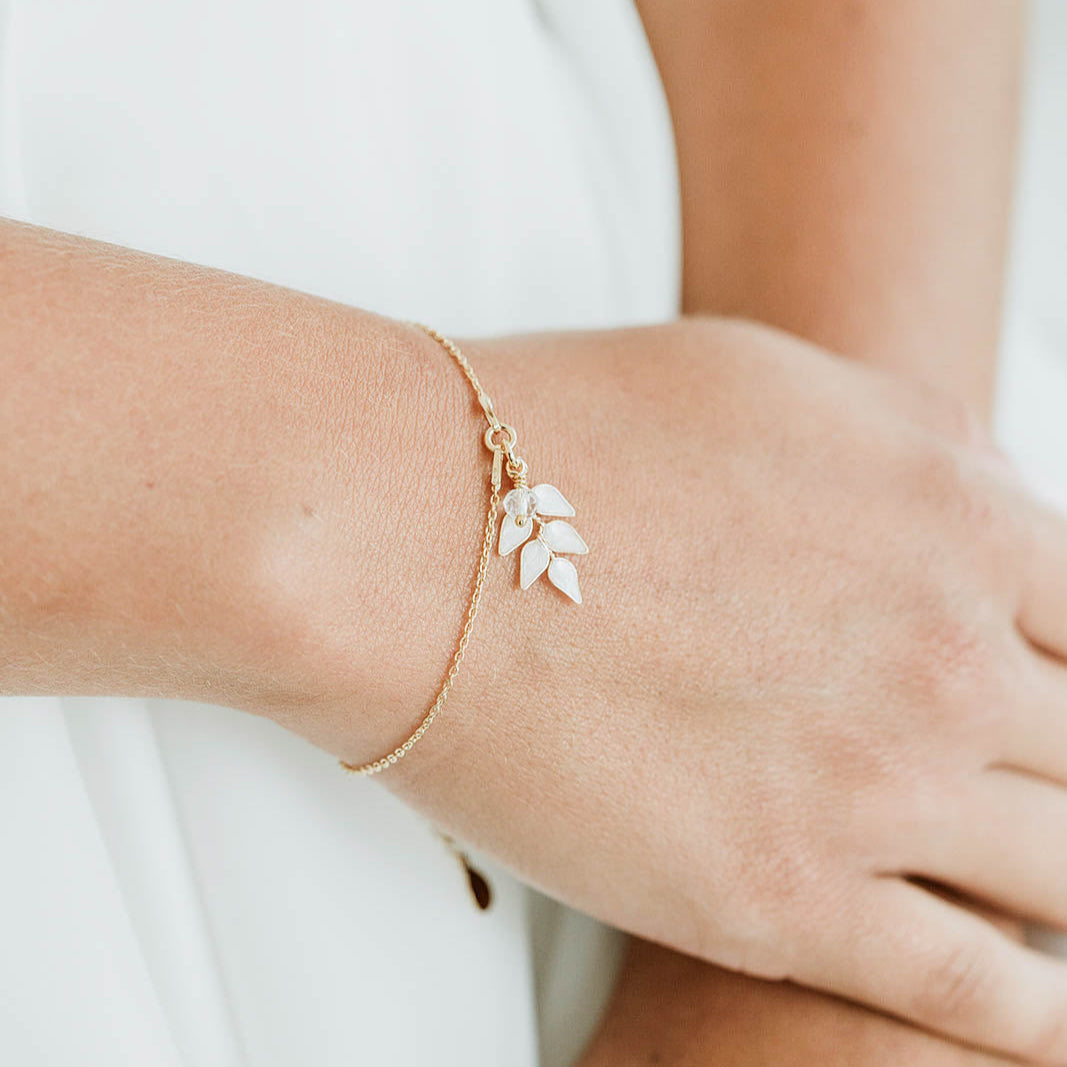 Perlenbräute Lana Armband Braut Blätter Gold 16-19 cm