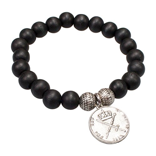 Alpenflüstern DAHEIM HAB001 Holzperlen-Armband Münze schwarz Herren