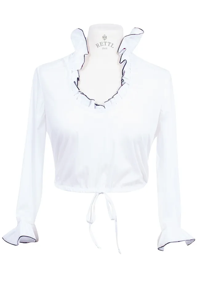 Rettl Women Elisabetta Bluse Weiß Rüschen Ausschnitt