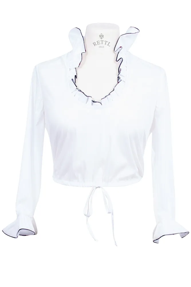 Rettl Women Elisabetta Bluse Weiß Rüschen Ausschnitt