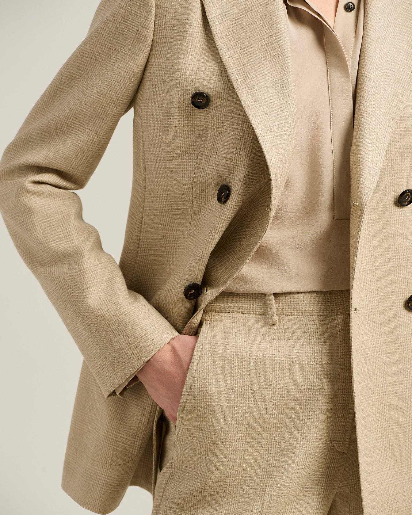 Kiton Jackets Blazer Schurwolle Beige Doppelreihig