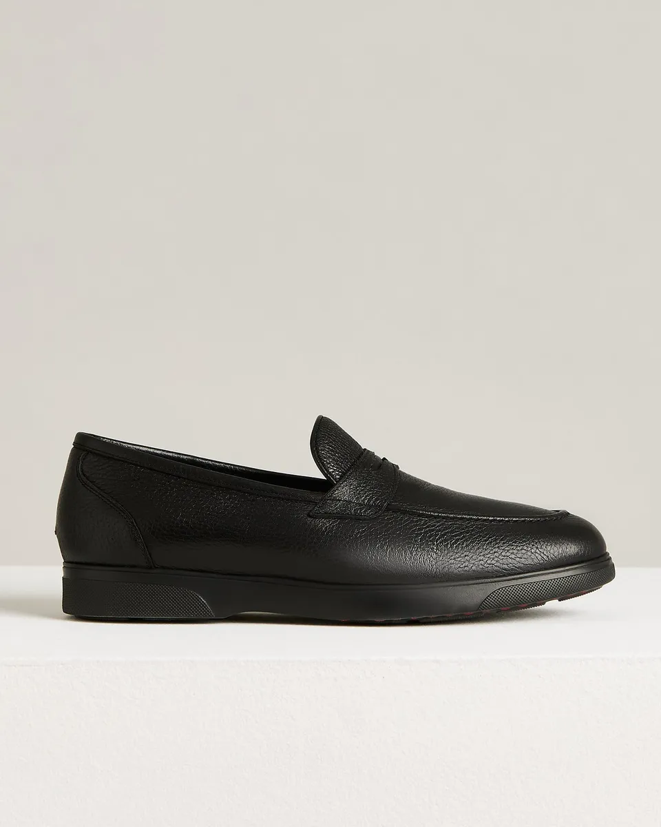 Kiton Loafer Schwarz Hirschleder Gummisohle