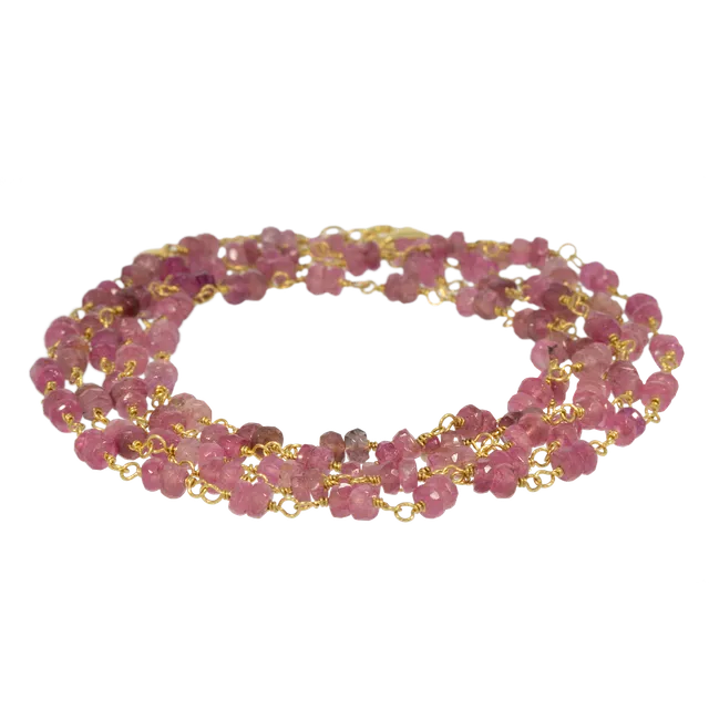 Juvelan Dark Pink Chamaleon Wickelarmband Gold Turmalin 88 cm