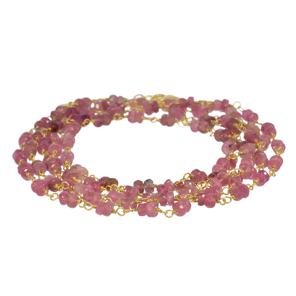 Juvelan Dark Pink Chamaleon Wickelarmband Gold Turmalin 88 cm