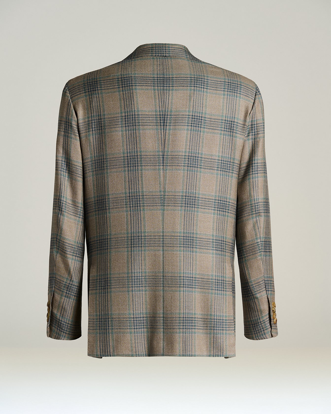 Kiton Tartan Sakko Gr.50 Kaschmir Seide Leinen Grau