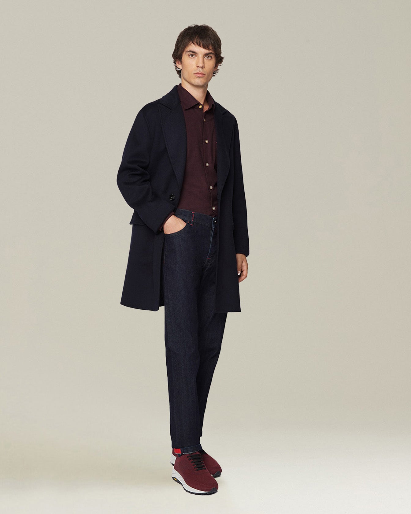 Kiton Nerano Hemd Flanell Hahnentritt Baumwolle