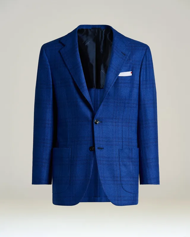Kiton Jackets Blue Checked Kaschmirsakko Karo