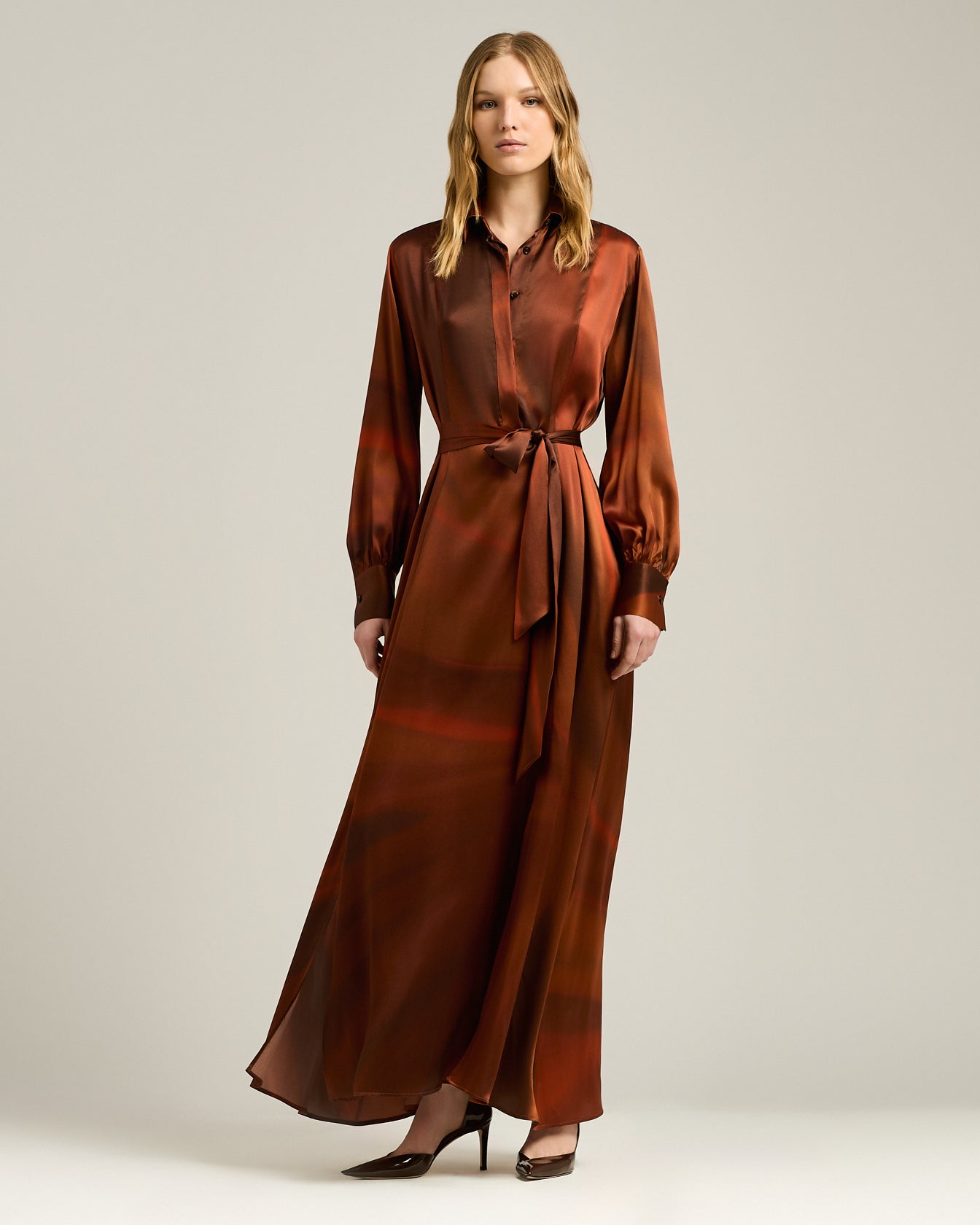 Kiton Dresses Brown Rust Seidenkleid Braun Print Gr.36-48