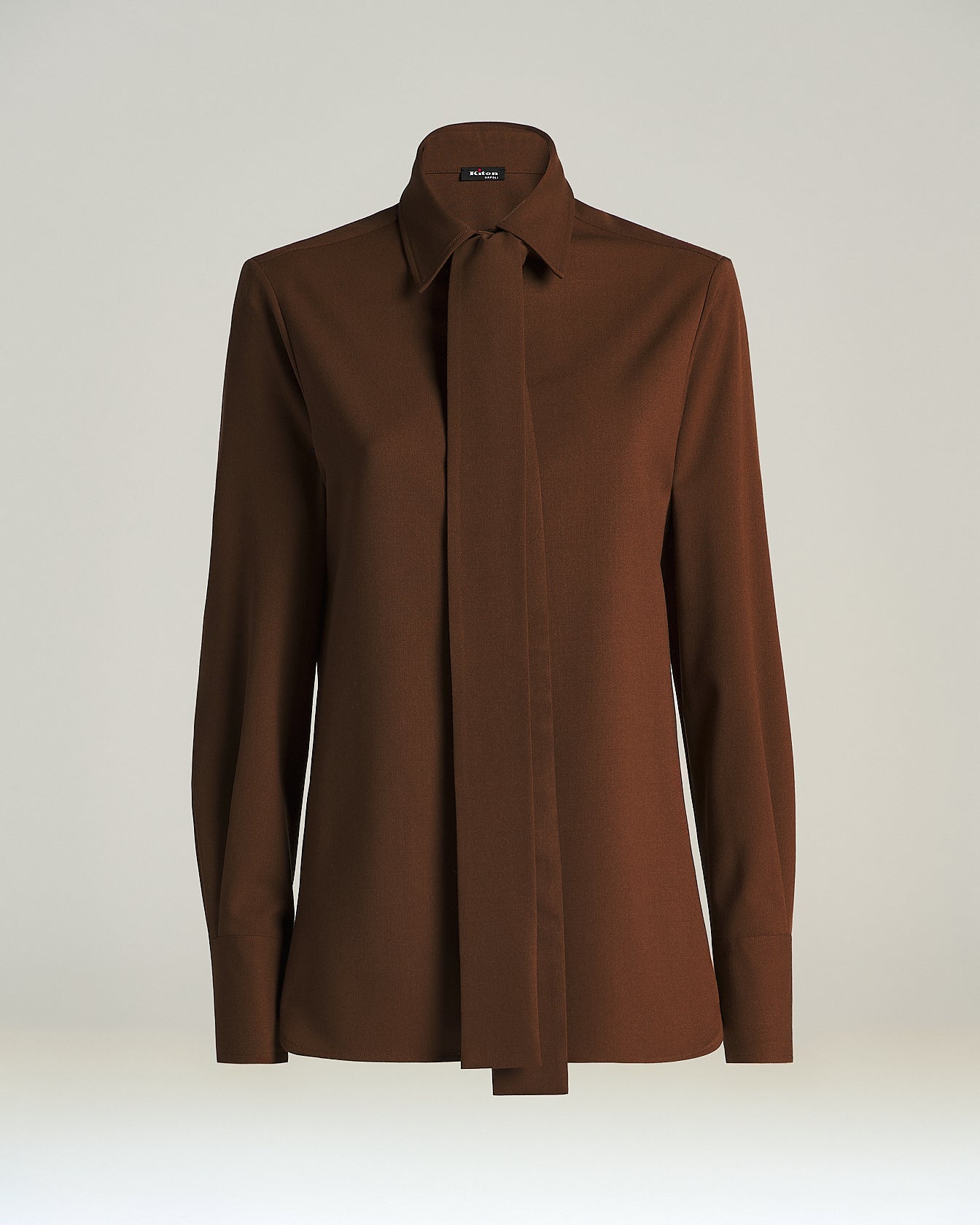 Kiton Shirts Warm Brown Bluse Wolle Braun