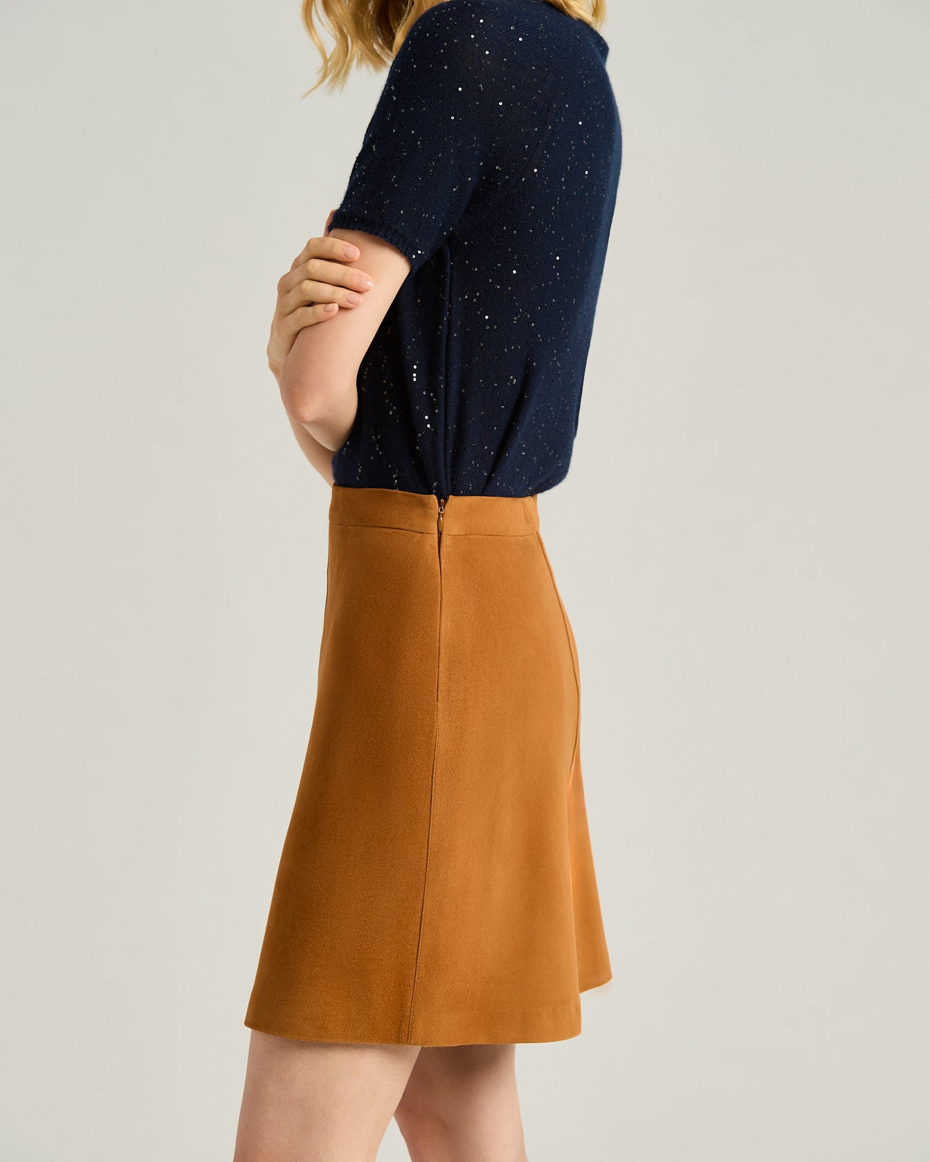 Kiton Trousers Soft Leather Skirt Rock Gr. 40 Camel