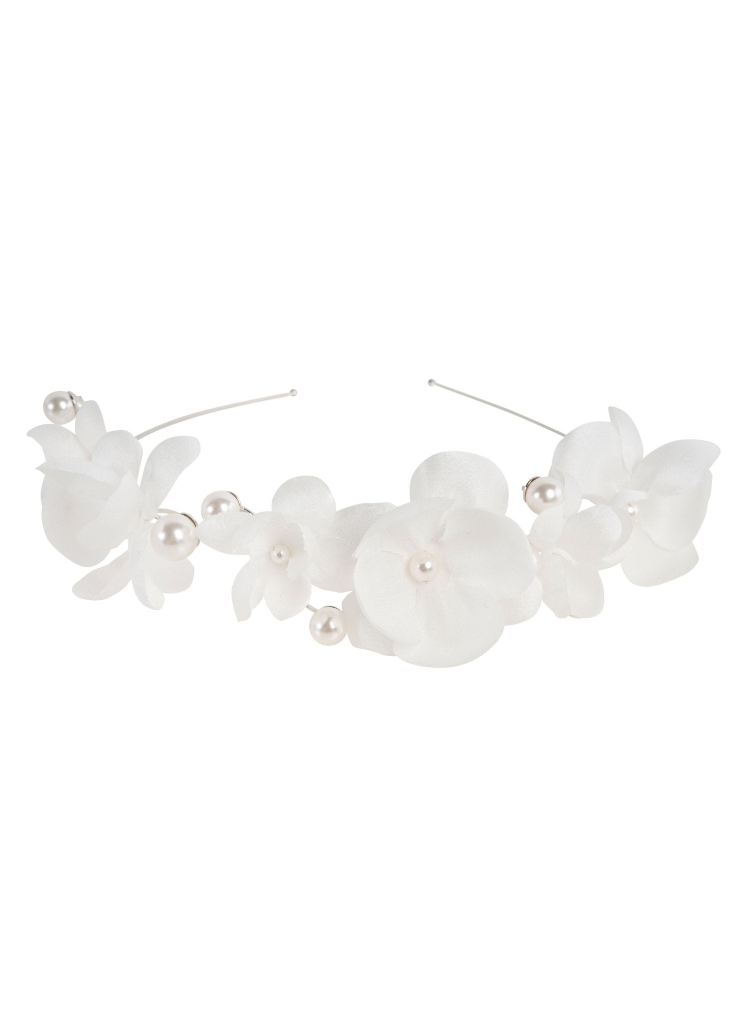 Elizabeth Bower Organna Floral Pearl Haarreif Rhodium Ivory
