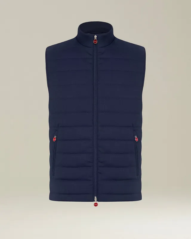 Kiton Sleeveless Blouson Virgin Wool Weste Blau 50