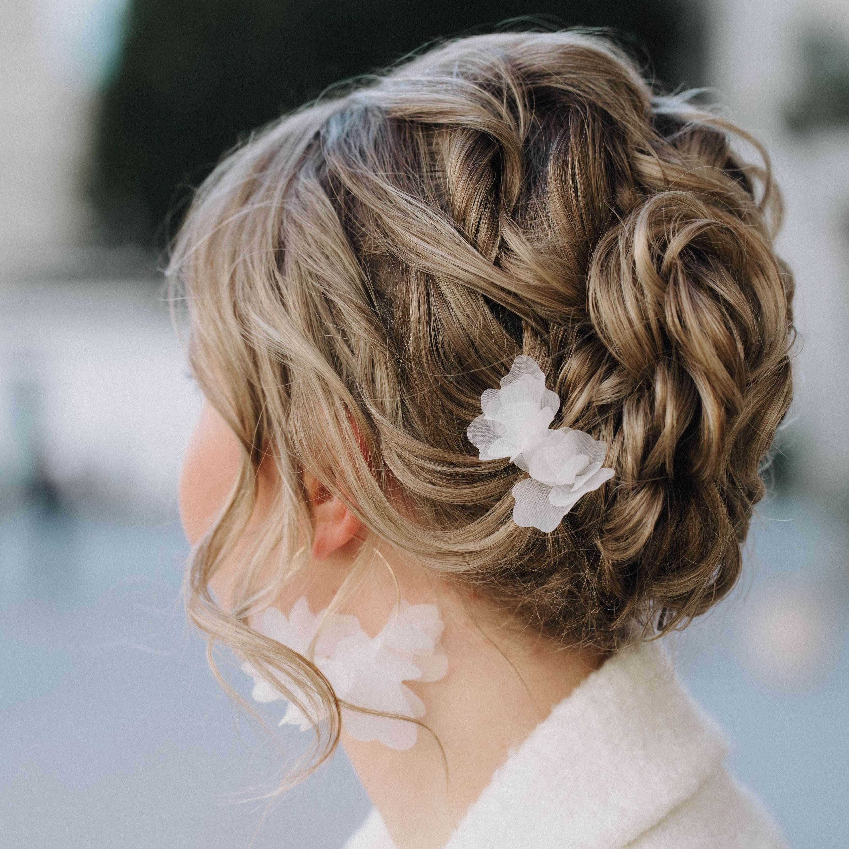 Perlenbräute Flora Haarnadeln Gold Stoffblüten 3er Set