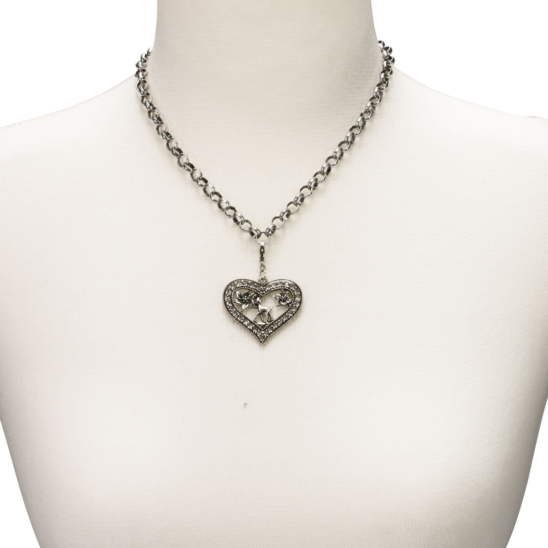 Alpenflüstern DAHEIM AAH084 Anhänger Strass-Herz Bambi antik-silber