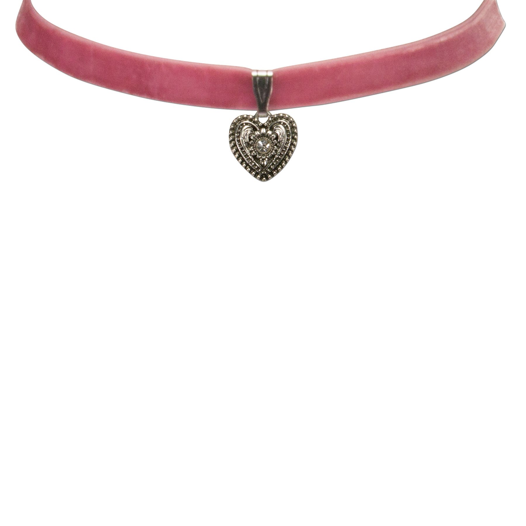 Alpenflüstern DAHEIM DHK209 Kropfband Samtkette Rosa-Rosé Herz