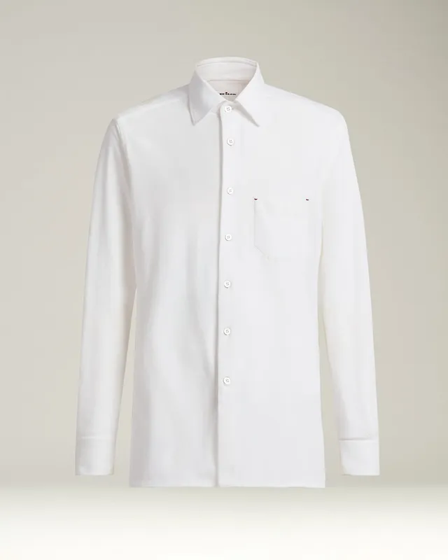 Kiton Nerano Shirt Jerseyhemd Weiß Baumwolle Druckknopf