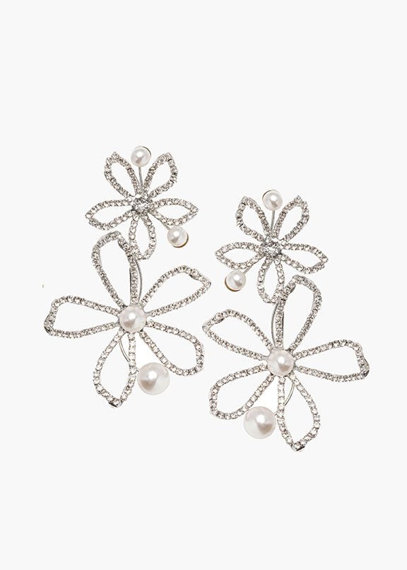 Elizabeth Bower Floral Pearl Statement Set Schmuckset Rhodium