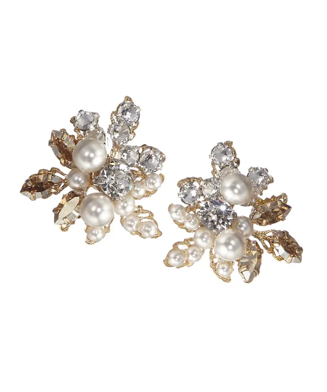 Elizabeth Bower Corsage Cluster Ohrstecker Gold Clip 30 mm