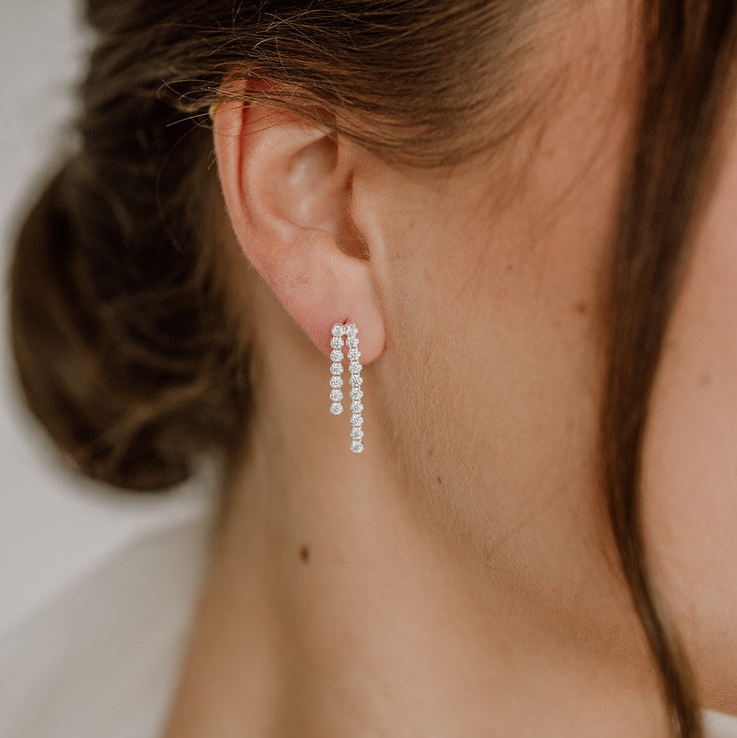 Perlenbräute Sanna Ohrringe Gold mit Zirkonia 2,5 cm