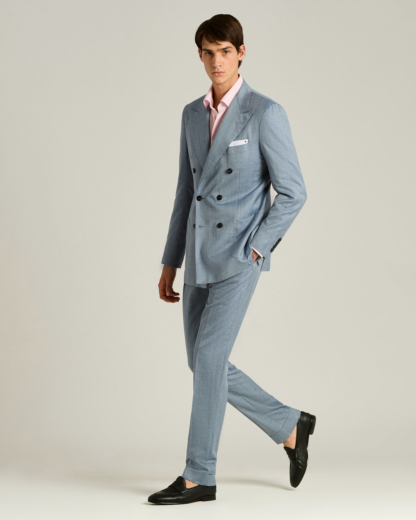 Kiton Anzug Wolle Seide Leinen zweireihig Gr. 46-58