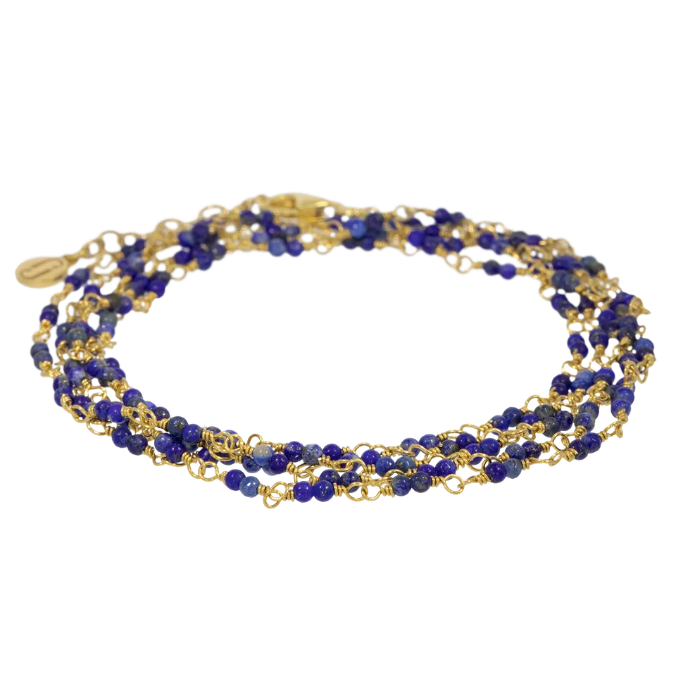 Juvelan Royal Blue Chamaleon Wickelarmband Lapislazuli Gold