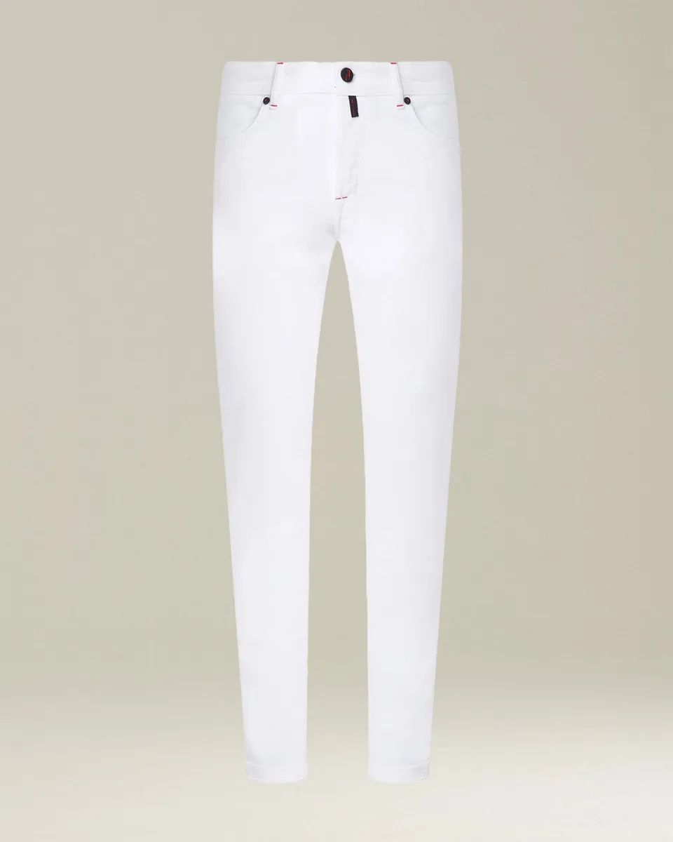 Kiton Essentials Slim Jeans Hose Weiss Baumwolle 50