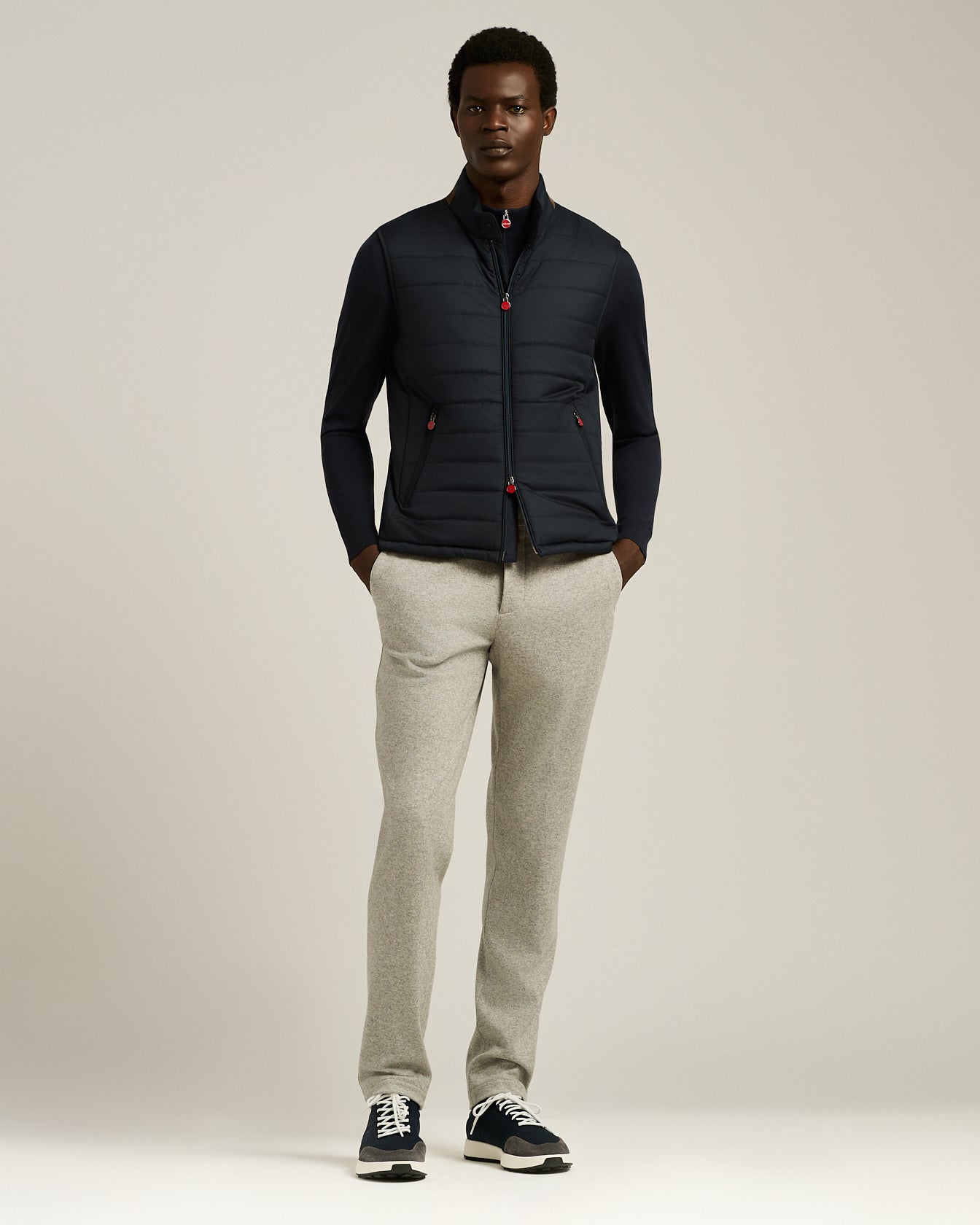 Kiton Virgin Wool Cashmere Hose grau melange Wolle Kaschmir