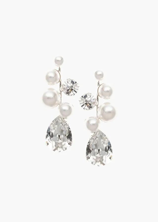 Elizabeth Bower Bubble Pearl Tropfenohrringe Rhodium 50mm