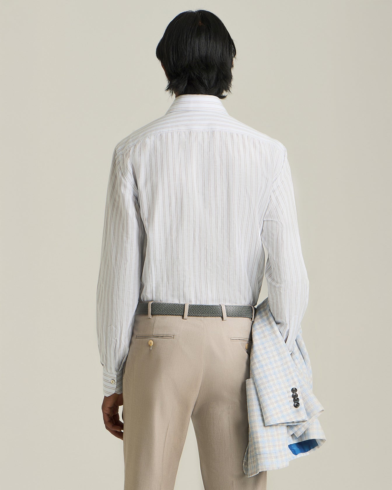 Kiton Shirts Cotton Linen Streifenhemd Baumwolle Leinen