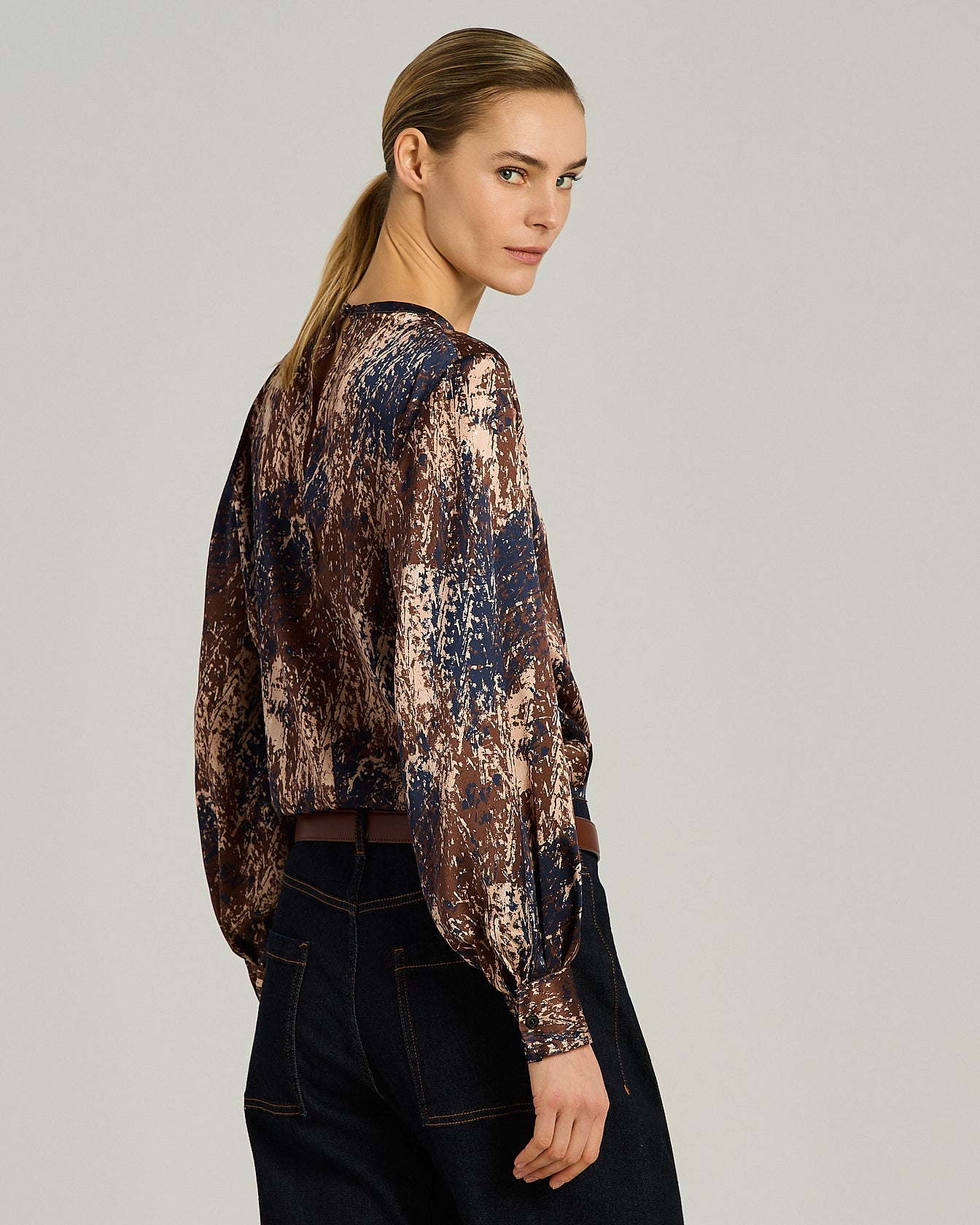 Kiton Artistic Print Blouse Seidenbluse bunt reine Seide