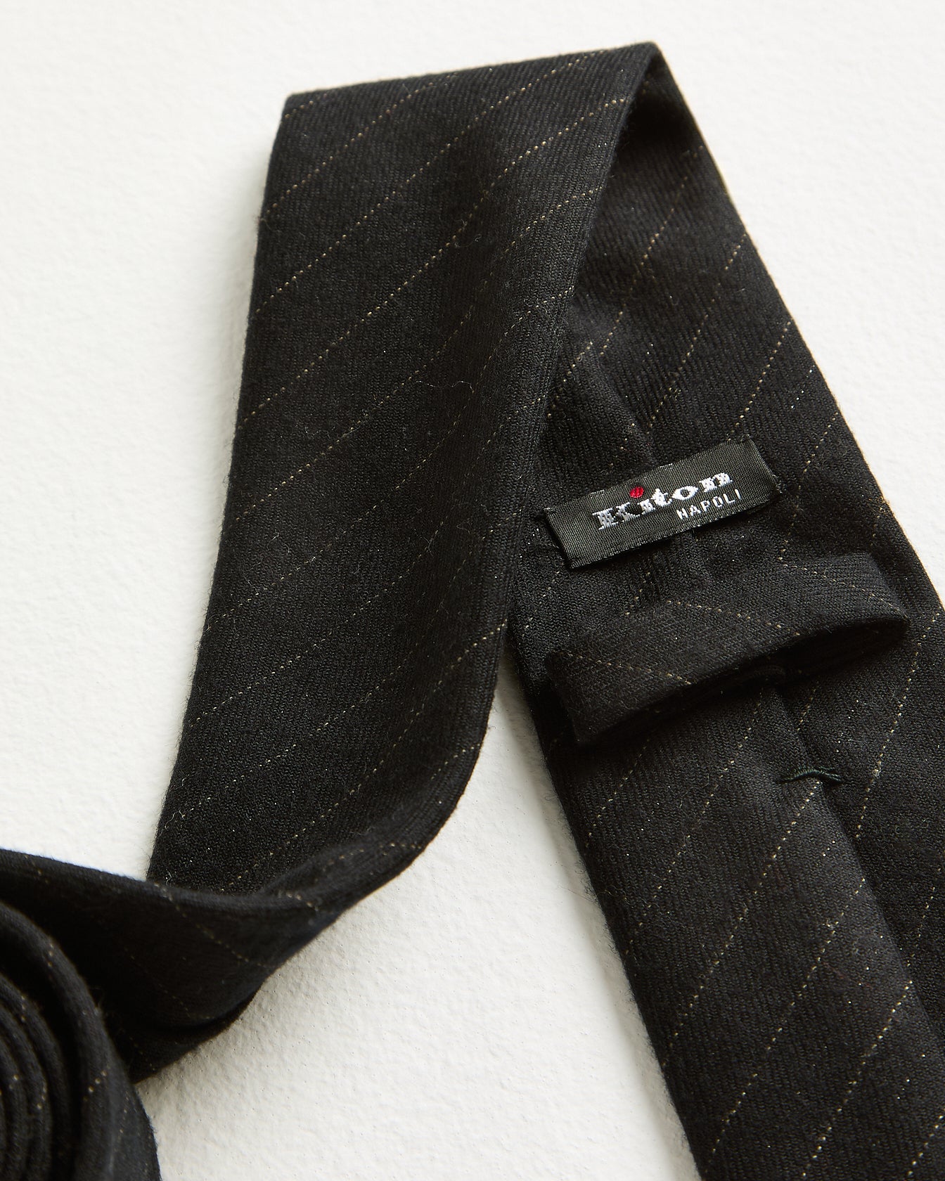 Kiton Ties Krawatte dunkelgrau TU Virgin-Wolle Nadelstreifen