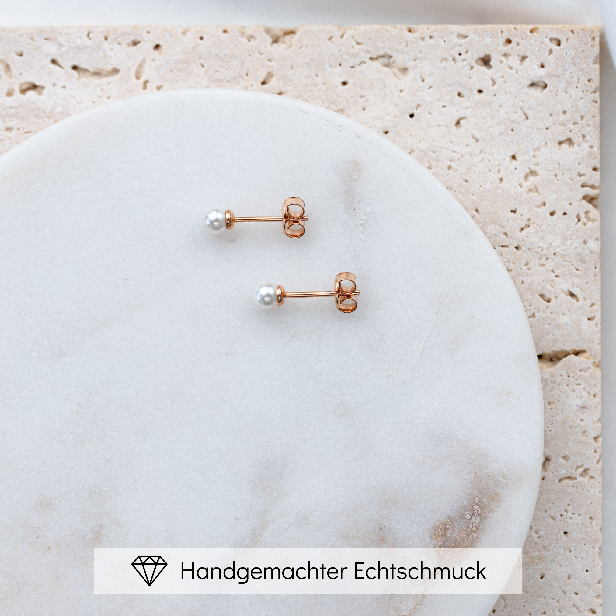 Perlenbräute Perla 4mm Perlenstecker Gold Brautschmuck mini